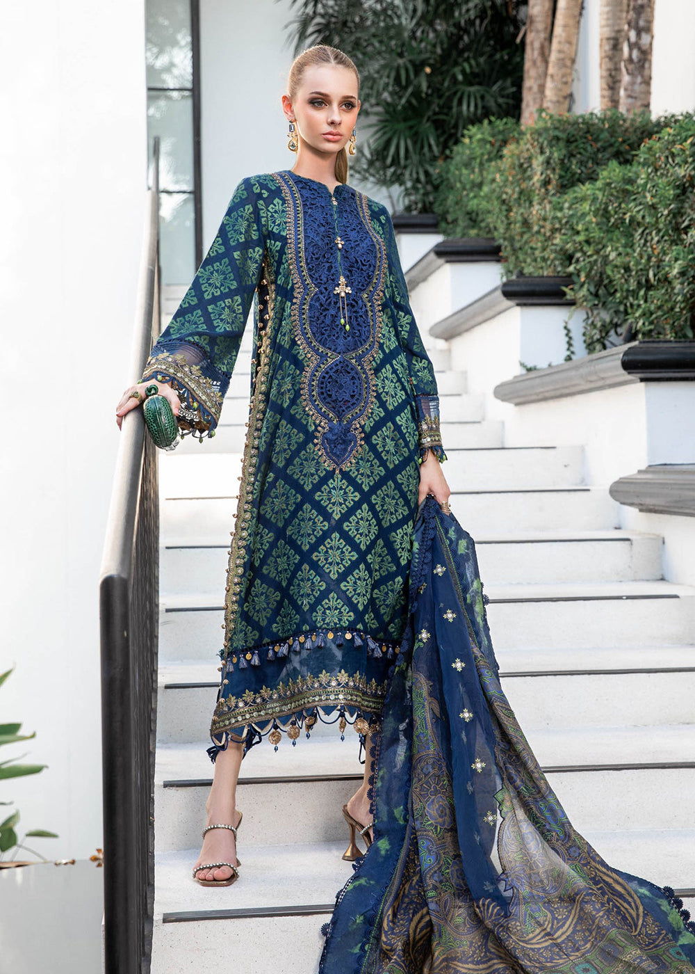 Buy Now Pretty Blue Embroidered Suit - Maria B Lawn Eid Collection 2023 - EL-23-07 Online in USA, UK, Canada & Worldwide at Empress Clothing.