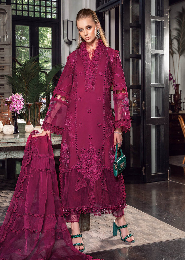 Buy Now Magenta Embroidered Suit - Maria B Lawn Eid Collection 2023 - EL-23-09 Online in USA, UK, Canada & Worldwide at Empress Clothing.