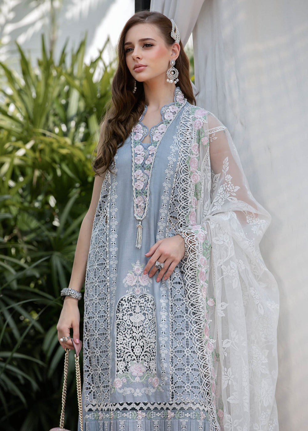 Buy Now Ice Blue Embroidered Suit - Maria B Lawn Eid Collection 2023 - EL-23-10 Online in USA, UK, Canada & Worldwide at Empress Clothing.