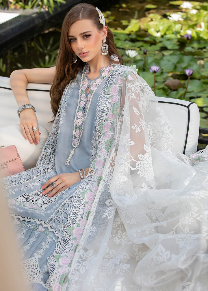 Buy Now Ice Blue Embroidered Suit - Maria B Lawn Eid Collection 2023 - EL-23-10 Online in USA, UK, Canada & Worldwide at Empress Clothing.