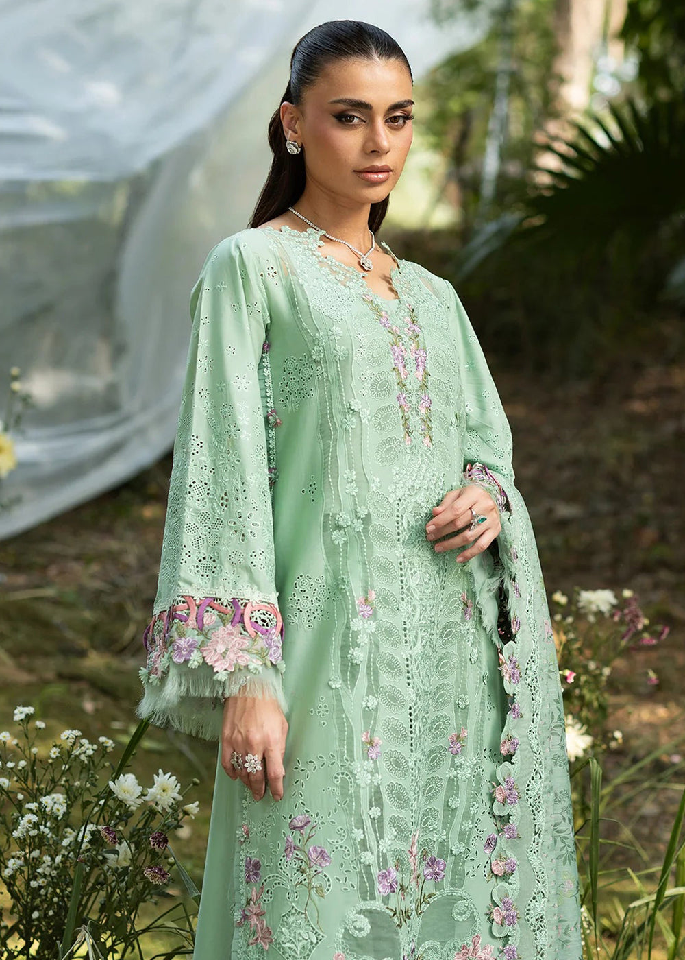 Buy Premium Luxury Lawn '26 by Elaf Premium | ELQ-3A DAISY CHAIN Online in US, UK, Canada, France, Italy, Germany, Greece, Sweden, UAE & Worldwide at Empress.