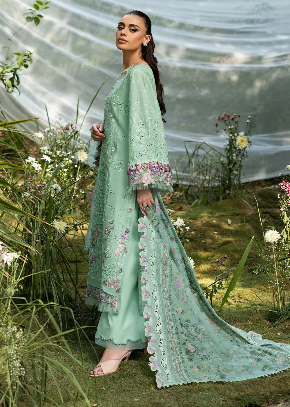 Buy Premium Luxury Lawn '26 by Elaf Premium | ELQ-3A DAISY CHAIN Online in US, UK, Canada, France, Italy, Germany, Greece, Sweden, UAE & Worldwide at Empress.