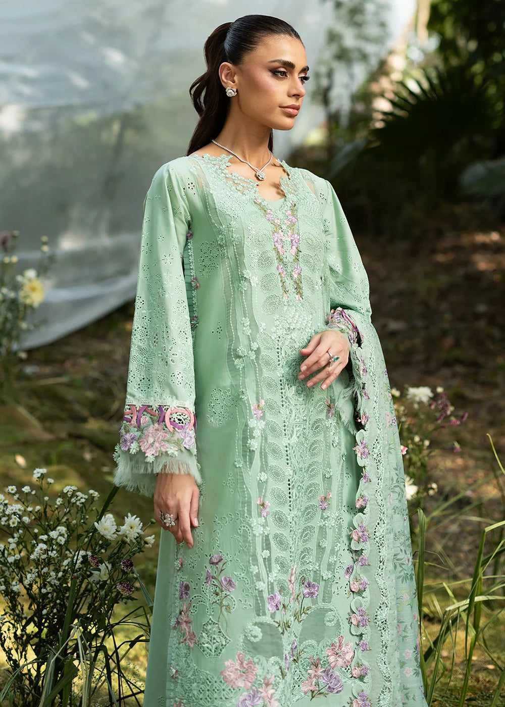 Buy Premium Luxury Lawn '26 by Elaf Premium | ELQ-3A DAISY CHAIN Online in US, UK, Canada, France, Italy, Germany, Greece, Sweden, UAE & Worldwide at Empress.