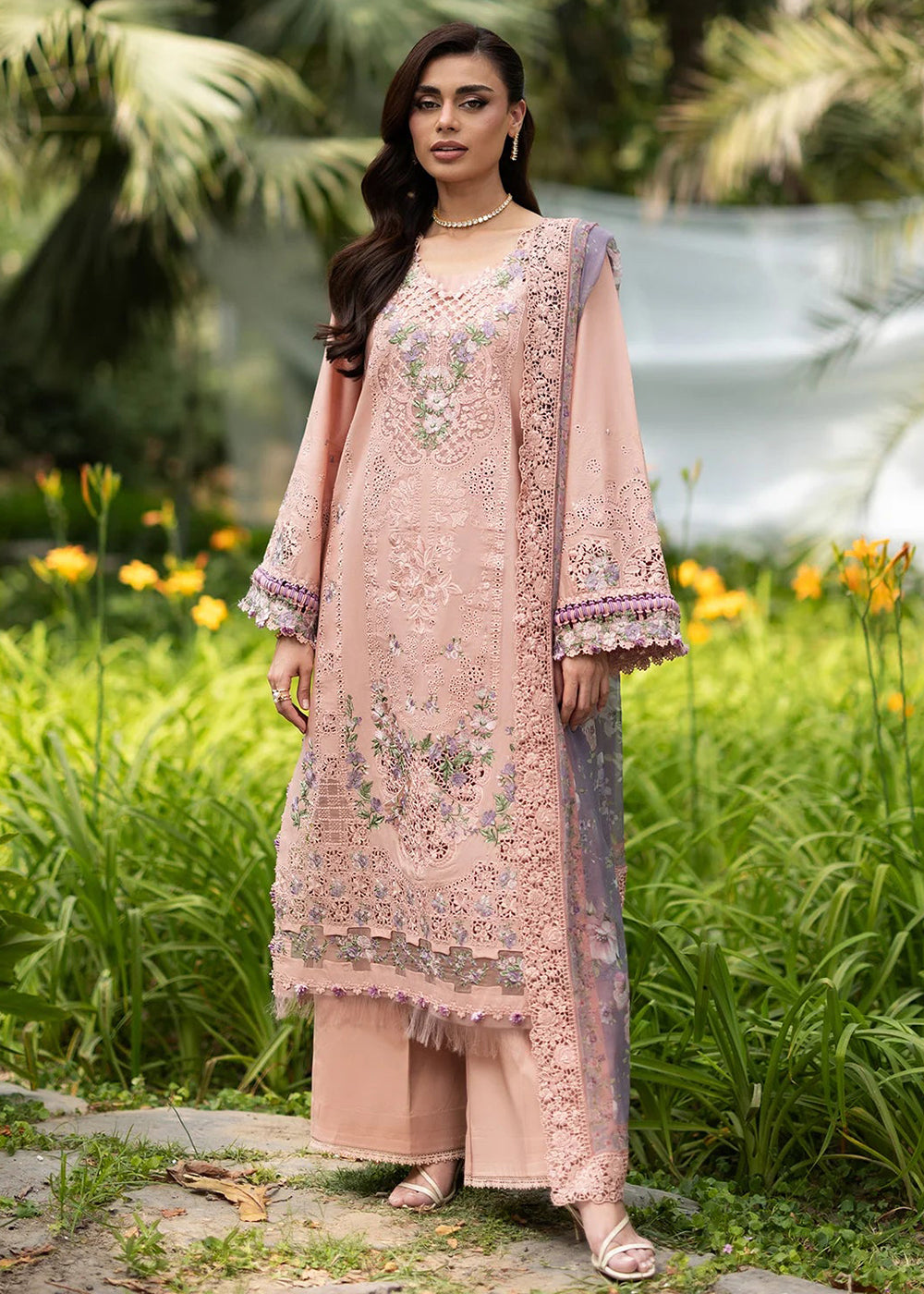Buy Premium Luxury Lawn '26 by Elaf Premium | ELQ-6A BLUSHING ROSE Online in US, UK, Canada, France, Italy, Germany, Greece, Sweden, UAE & Worldwide at Empress.