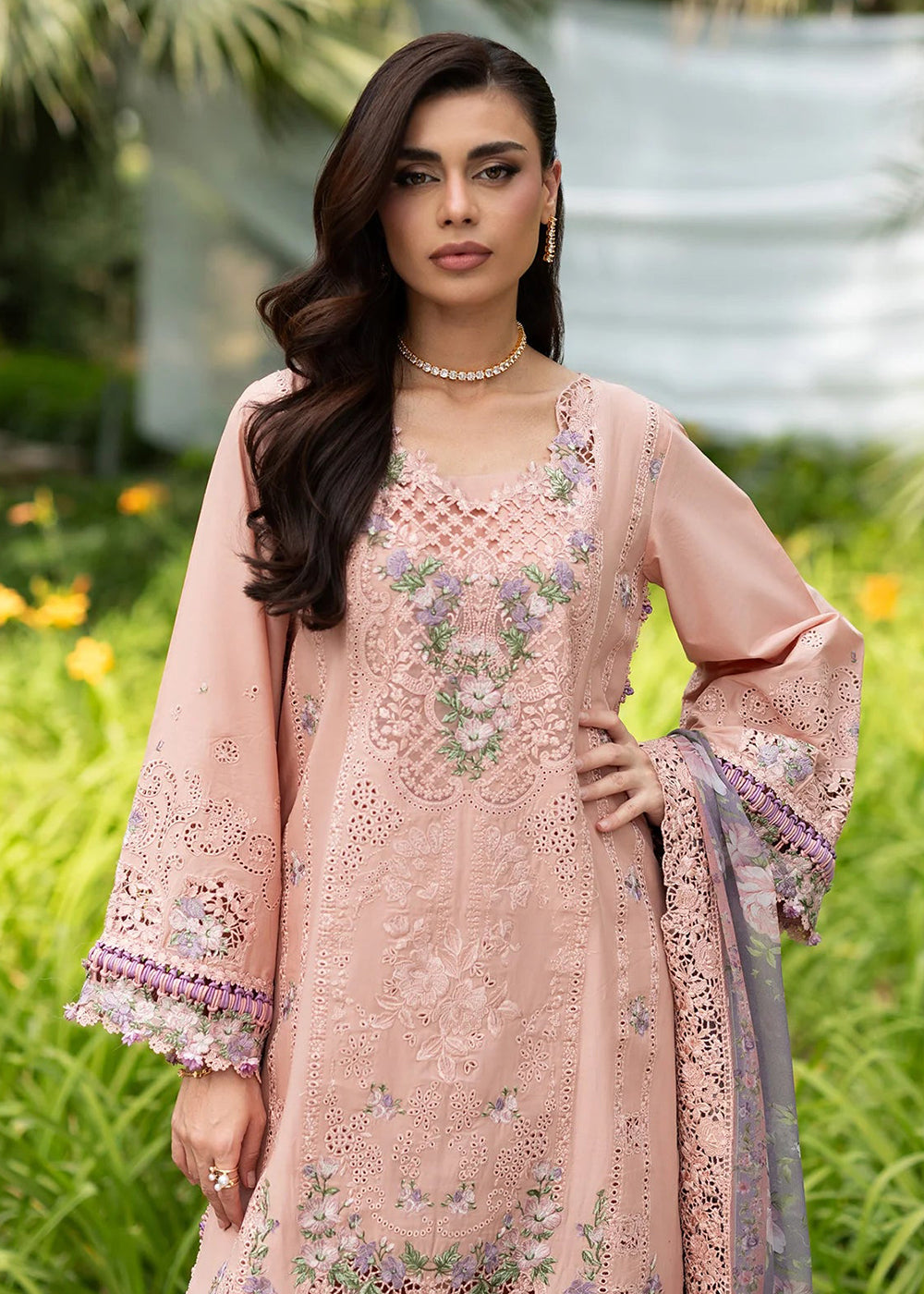 Buy Premium Luxury Lawn '26 by Elaf Premium | ELQ-6A BLUSHING ROSE Online in US, UK, Canada, France, Italy, Germany, Greece, Sweden, UAE & Worldwide at Empress.