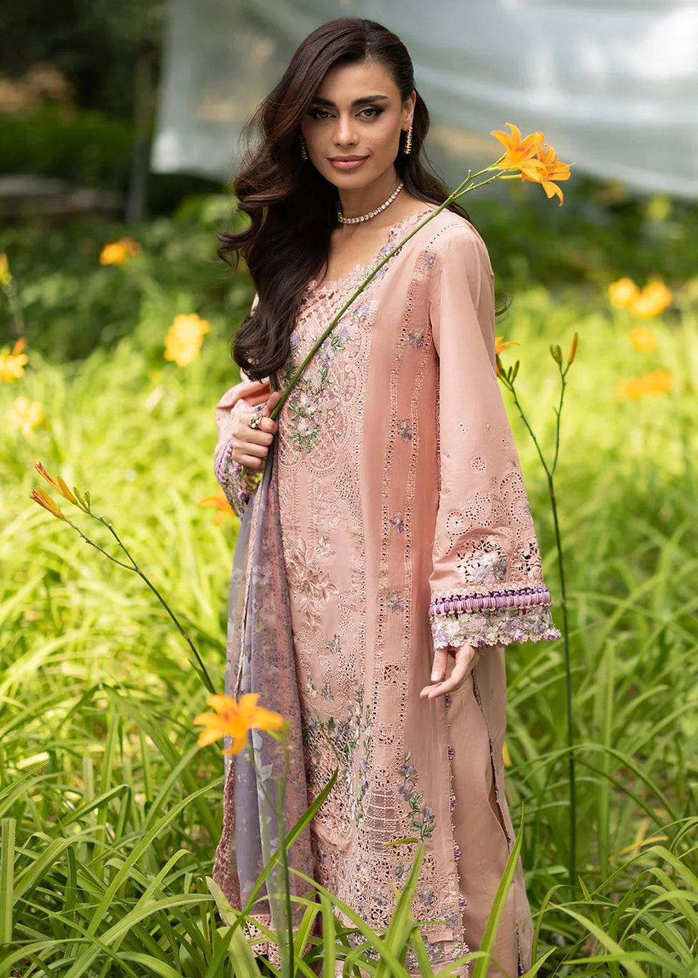 Buy Premium Luxury Lawn '26 by Elaf Premium | ELQ-6A BLUSHING ROSE Online in US, UK, Canada, France, Italy, Germany, Greece, Sweden, UAE & Worldwide at Empress.