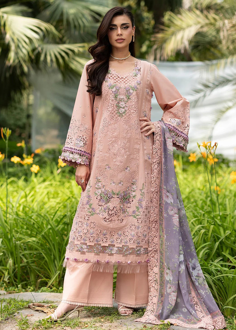 Buy Premium Luxury Lawn '26 by Elaf Premium | ELQ-6A BLUSHING ROSE Online in US, UK, Canada, France, Italy, Germany, Greece, Sweden, UAE & Worldwide at Empress.