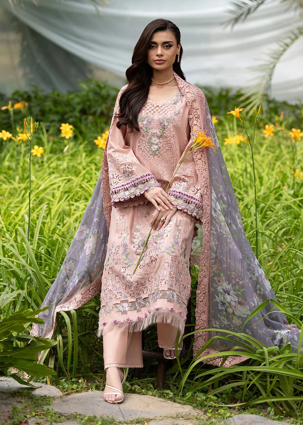 Buy Premium Luxury Lawn '26 by Elaf Premium | ELQ-6A BLUSHING ROSE Online in US, UK, Canada, France, Italy, Germany, Greece, Sweden, UAE & Worldwide at Empress.