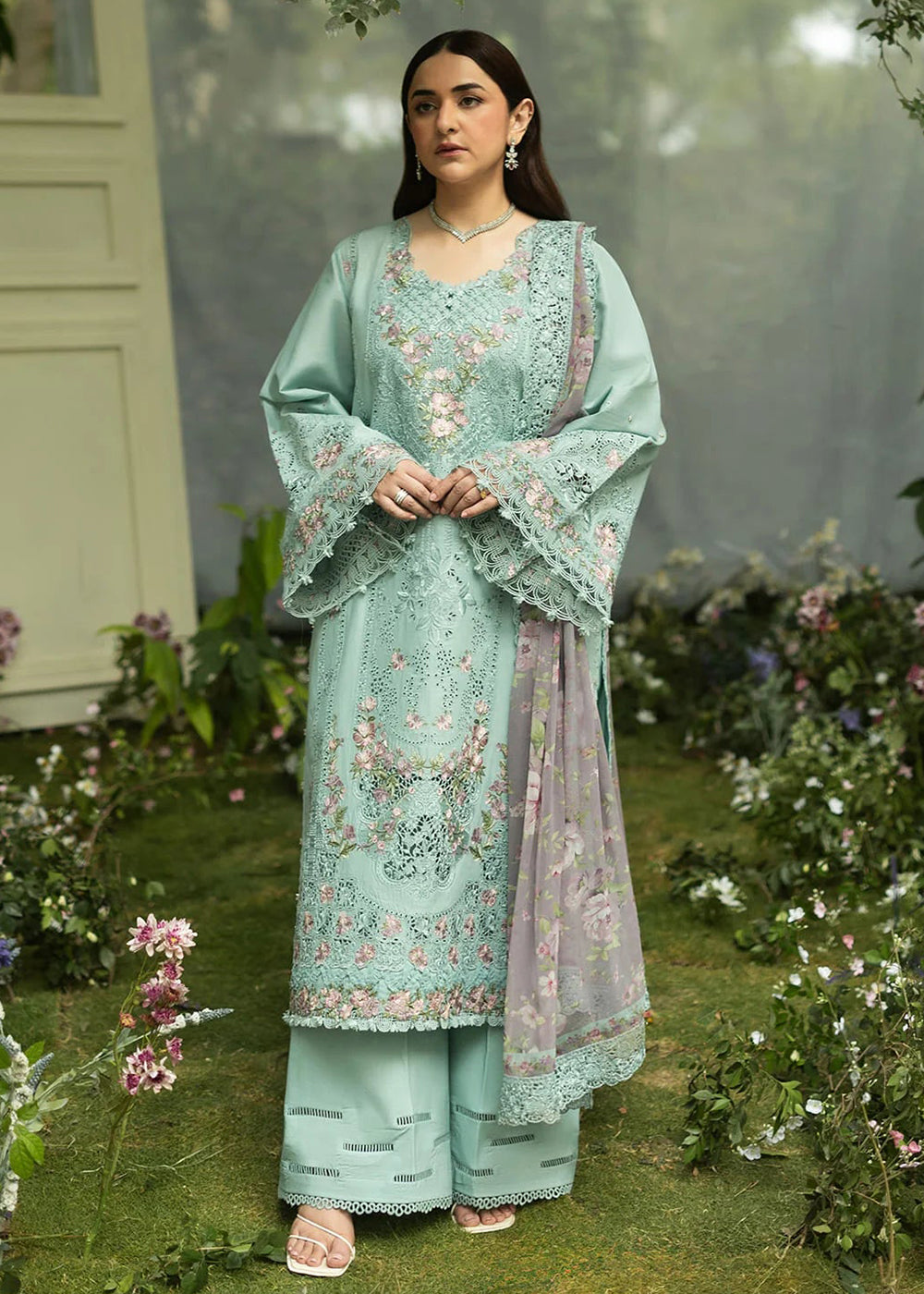 Buy Premium Luxury Lawn '26 by Elaf Premium | ELQ-6B MINT STORY Online in US, UK, Canada, France, Italy, Germany, Greece, Sweden, UAE & Worldwide at Empress.