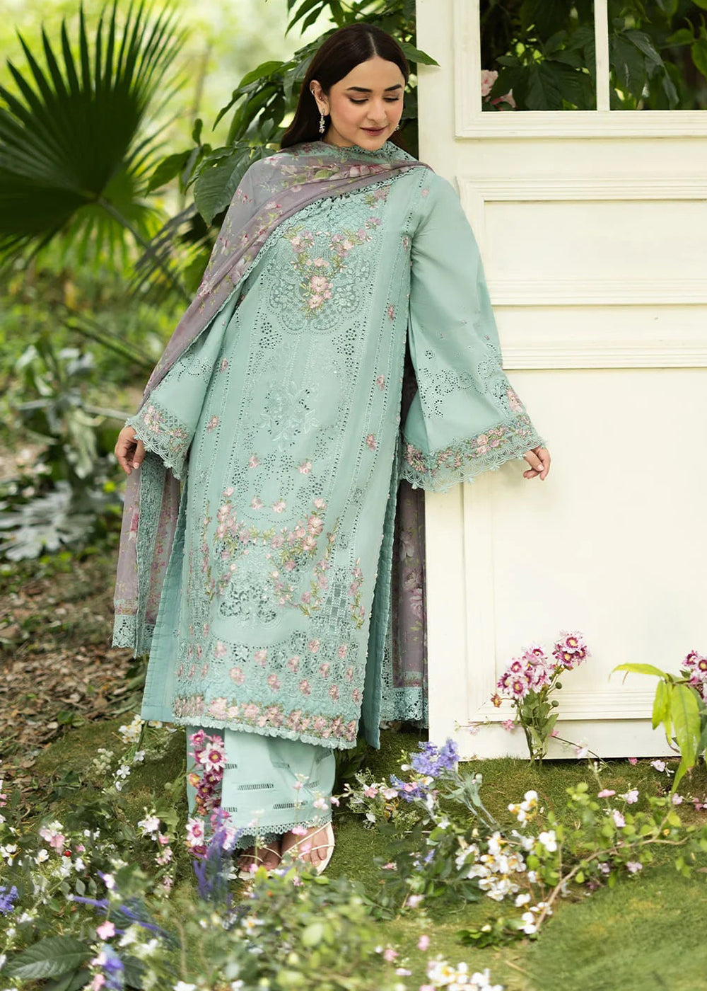Buy Premium Luxury Lawn '26 by Elaf Premium | ELQ-6B MINT STORY Online in US, UK, Canada, France, Italy, Germany, Greece, Sweden, UAE & Worldwide at Empress.