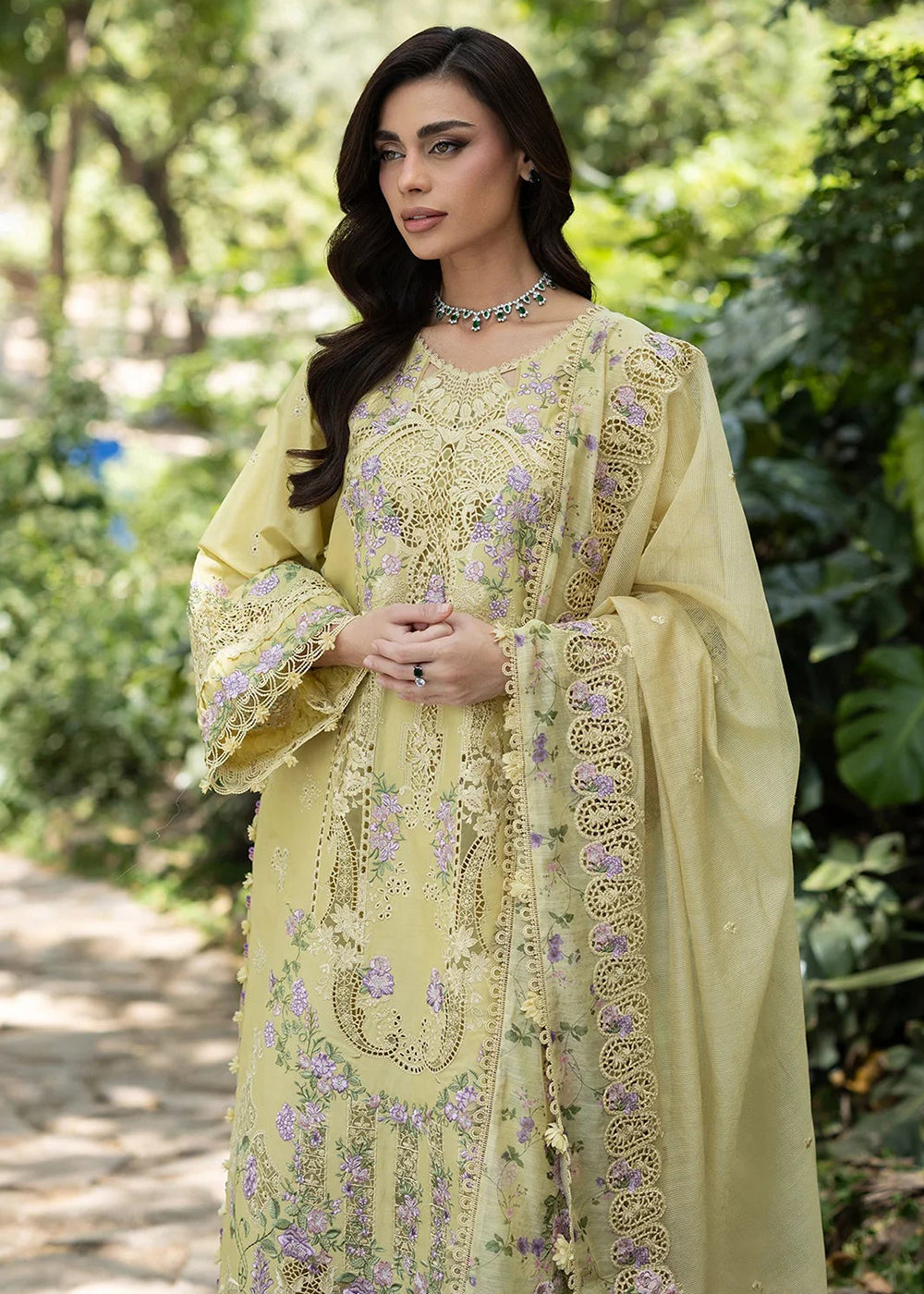 Buy Premium Luxury Lawn '26 by Elaf Premium | ELQ-7A BUTTER YELLOW Online in US, UK, Canada, France, Italy, Germany, Greece, Sweden, UAE & Worldwide at Empress.