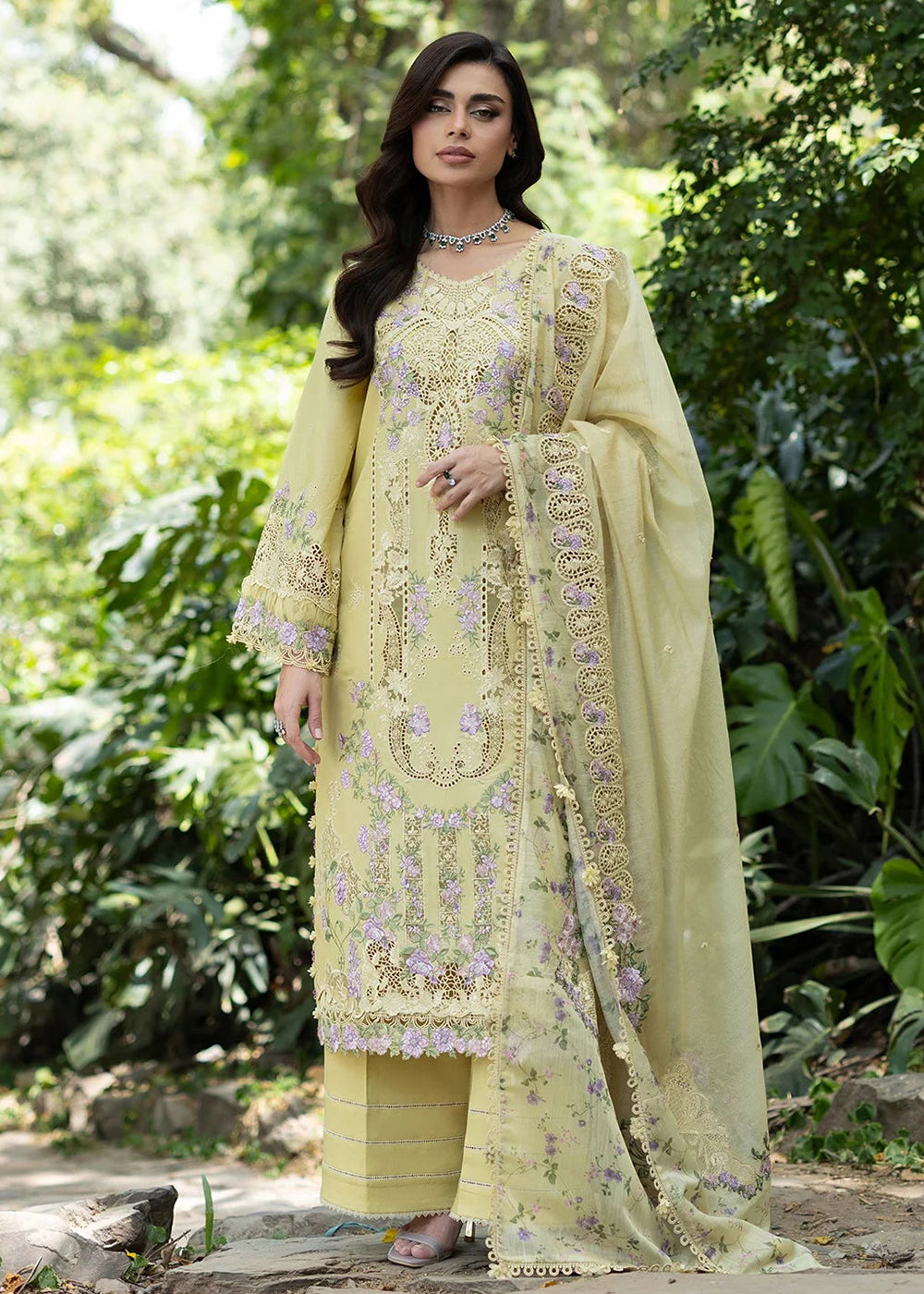 Buy Premium Luxury Lawn '26 by Elaf Premium | ELQ-7A BUTTER YELLOW Online in US, UK, Canada, France, Italy, Germany, Greece, Sweden, UAE & Worldwide at Empress.
