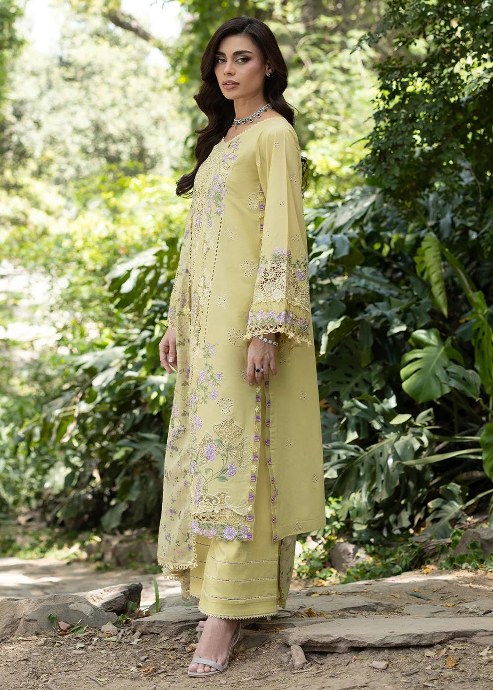 Buy Premium Luxury Lawn '26 by Elaf Premium | ELQ-7A BUTTER YELLOW Online in US, UK, Canada, France, Italy, Germany, Greece, Sweden, UAE & Worldwide at Empress.