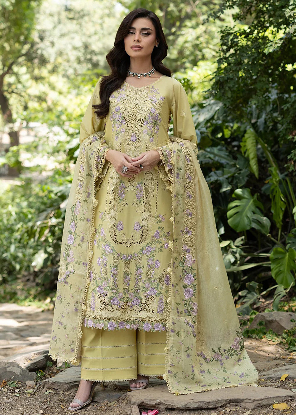 Buy Premium Luxury Lawn '26 by Elaf Premium | ELQ-7A BUTTER YELLOW Online in US, UK, Canada, France, Italy, Germany, Greece, Sweden, UAE & Worldwide at Empress.