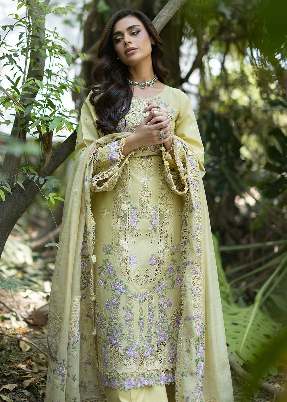Buy Premium Luxury Lawn '26 by Elaf Premium | ELQ-7A BUTTER YELLOW Online in US, UK, Canada, France, Italy, Germany, Greece, Sweden, UAE & Worldwide at Empress.