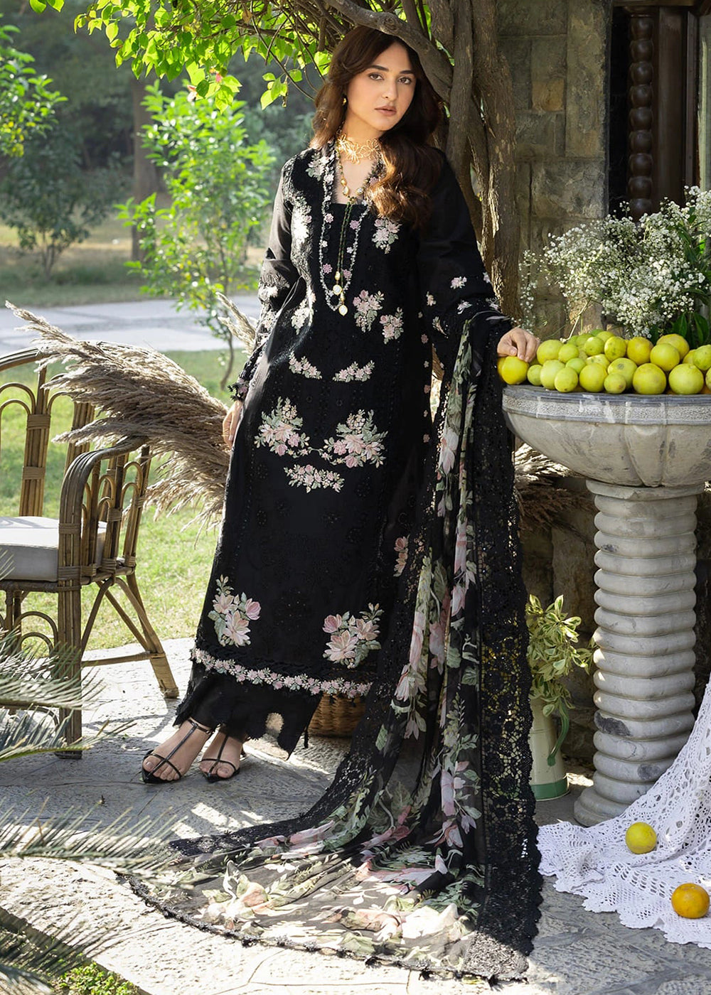 Buy Premium Luxury Lawn '26 by Elaf Premium | ELY-2B MIDNIGHT BLOSSOM Online in US, UK, Canada, France, Italy, Germany, Greece, Sweden & Worldwide at Empress.