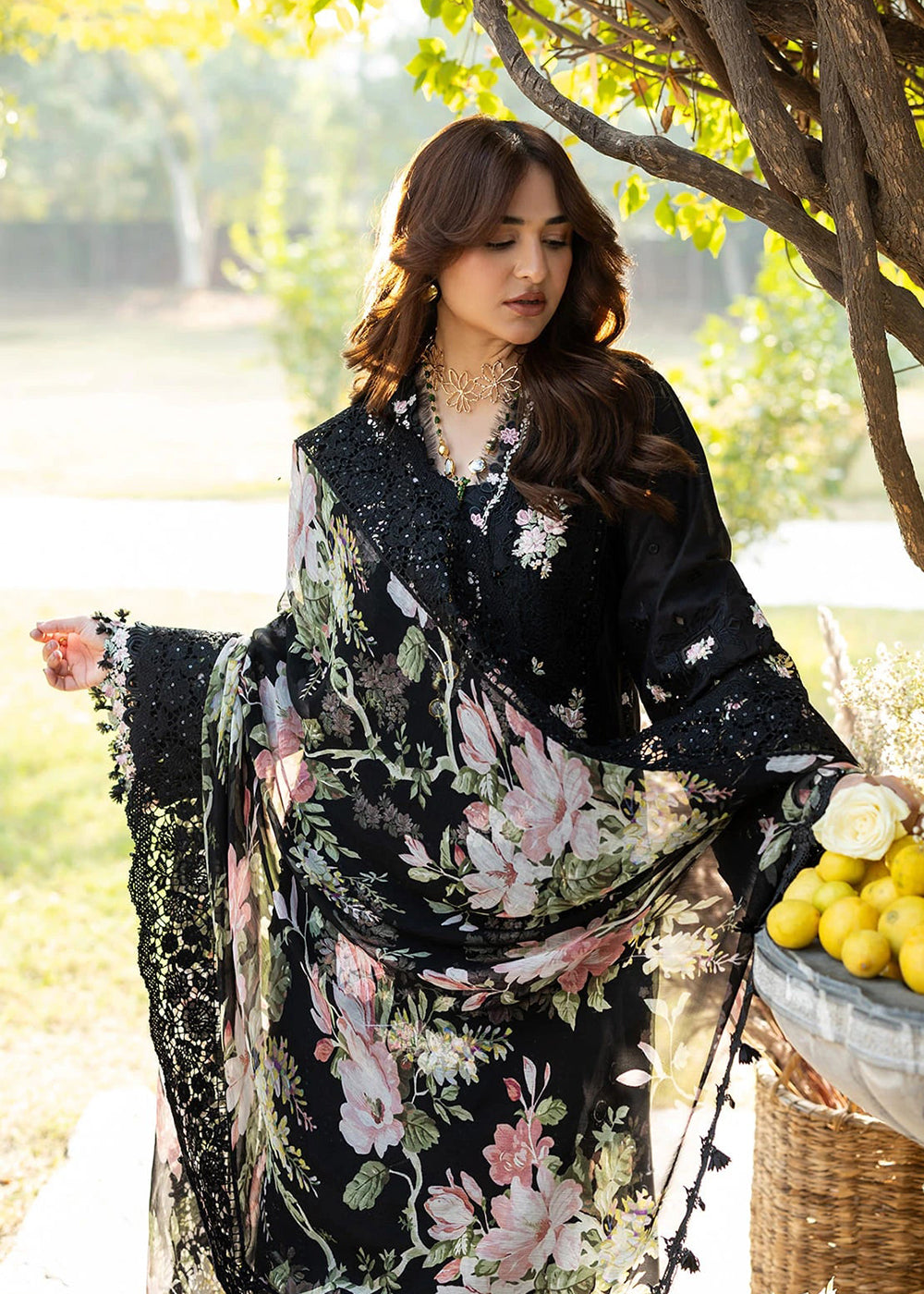 Buy Premium Luxury Lawn '26 by Elaf Premium | ELY-2B MIDNIGHT BLOSSOM Online in US, UK, Canada, France, Italy, Germany, Greece, Sweden & Worldwide at Empress.