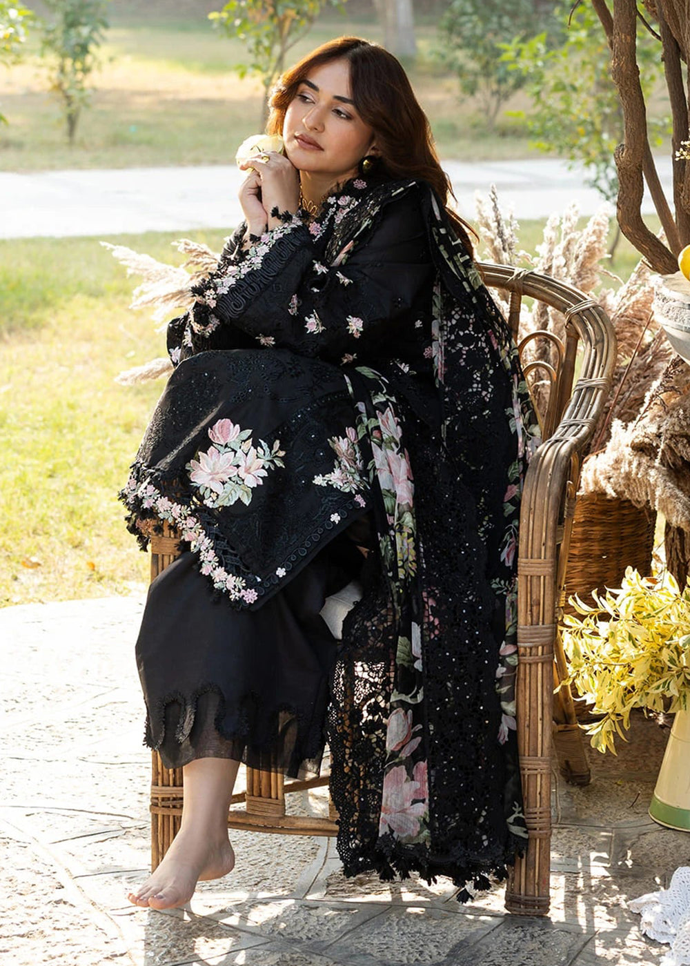 Buy Premium Luxury Lawn '26 by Elaf Premium | ELY-2B MIDNIGHT BLOSSOM Online in US, UK, Canada, France, Italy, Germany, Greece, Sweden & Worldwide at Empress.