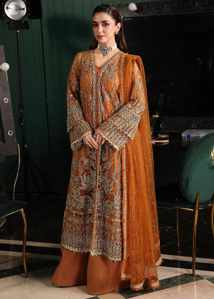 Buy Now Stardom Formals Handwork '25 by Elaf | ESH-09 SAFFRON Online in USA, UK, Canada, Greece, Germany, Ireland, Italy, UAE, Qatar & Worldwide at Empress.