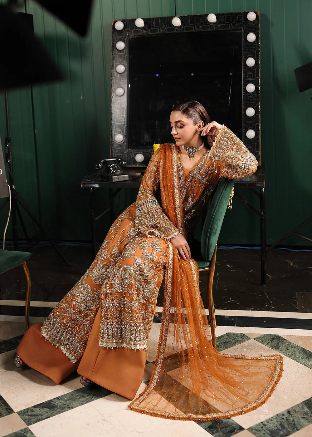 Buy Now Stardom Formals Handwork '25 by Elaf | ESH-09 SAFFRON Online in USA, UK, Canada, Greece, Germany, Ireland, Italy, UAE, Qatar & Worldwide at Empress.