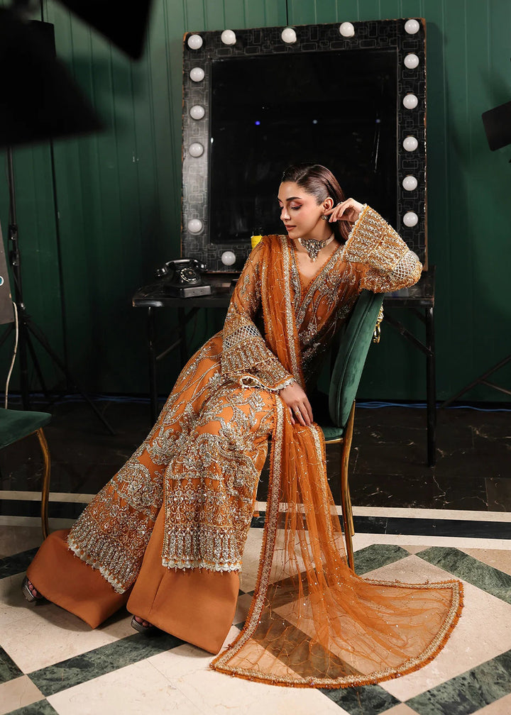 Buy Now Stardom Formals Handwork '25 by Elaf | ESH-09 SAFFRON Online in USA, UK, Canada, Greece, Germany, Ireland, Italy, UAE, Qatar & Worldwide at Empress.