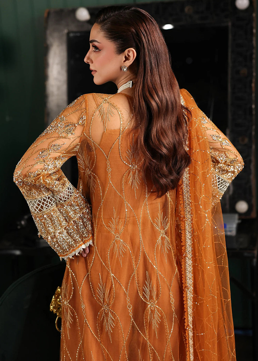 Buy Now Stardom Formals Handwork '25 by Elaf | ESH-09 SAFFRON Online in USA, UK, Canada, Greece, Germany, Ireland, Italy, UAE, Qatar & Worldwide at Empress.