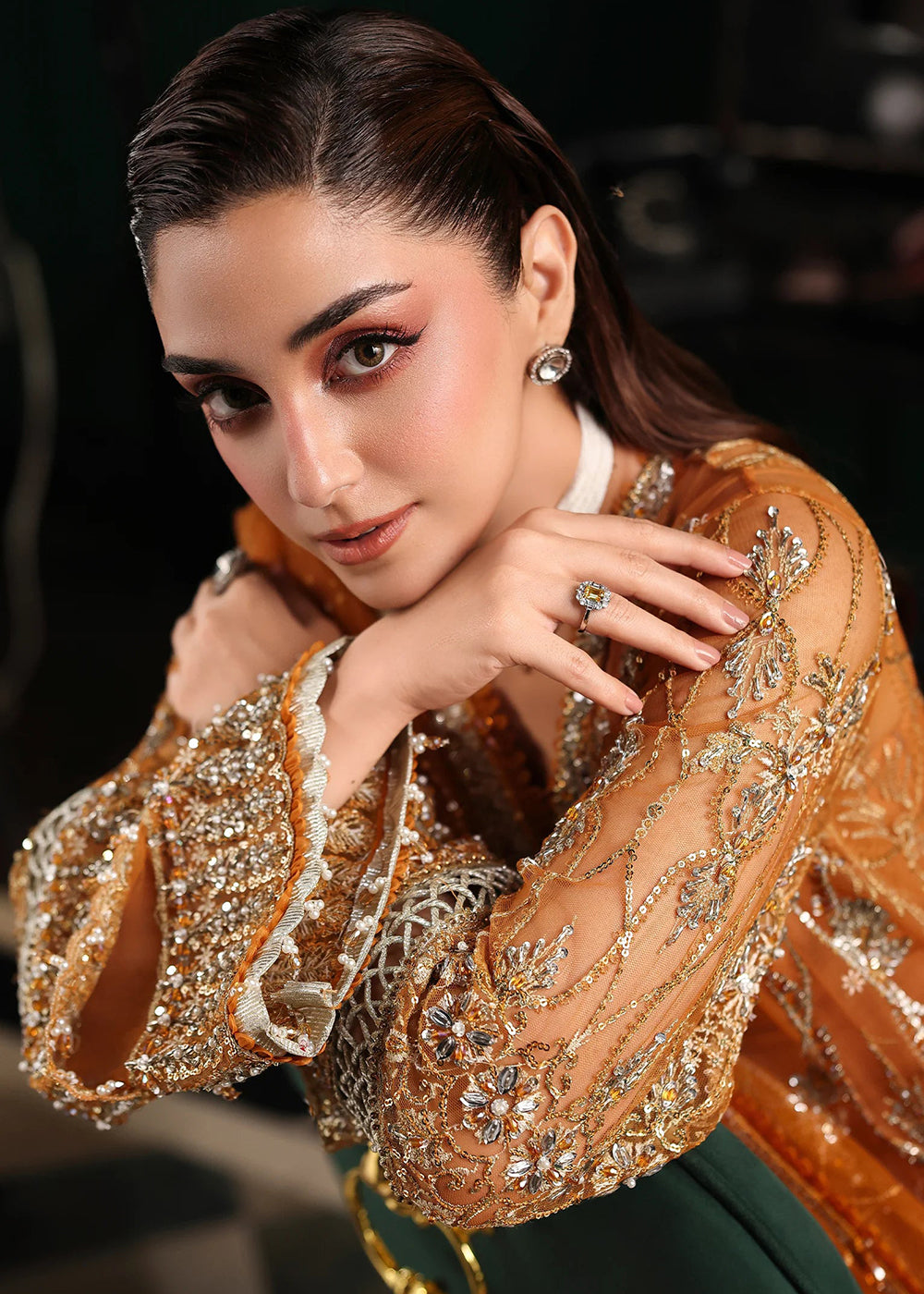 Buy Now Stardom Formals Handwork '25 by Elaf | ESH-09 SAFFRON Online in USA, UK, Canada, Greece, Germany, Ireland, Italy, UAE, Qatar & Worldwide at Empress.