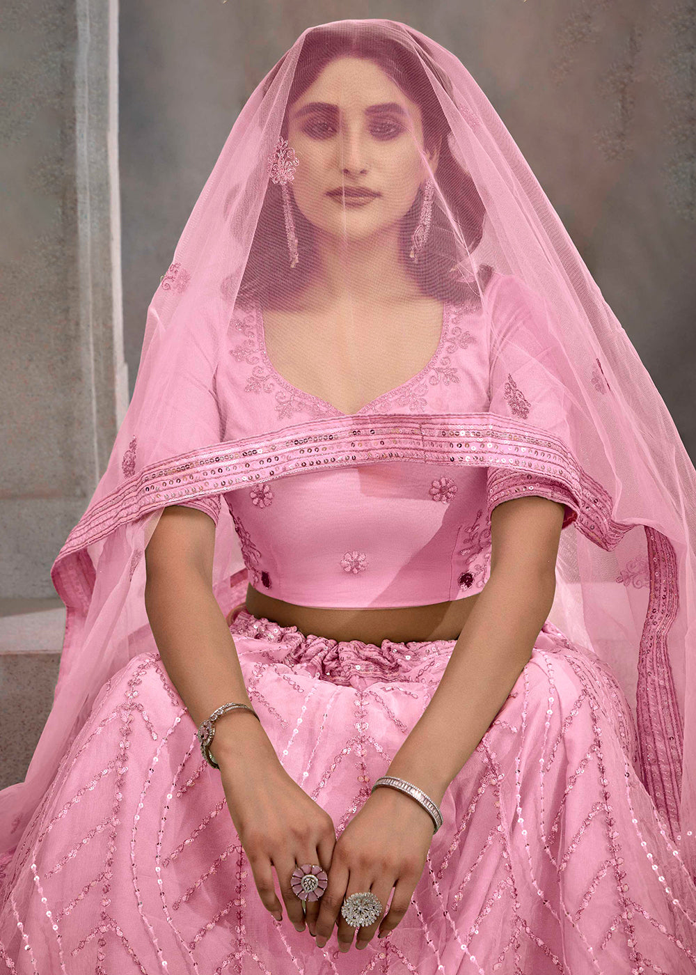 Buy Now Appealing Party Pink Embroidered Festive Lehenga Choli Online in USA, UK, Canada, UAE & Worldwide at Empress Clothing. 