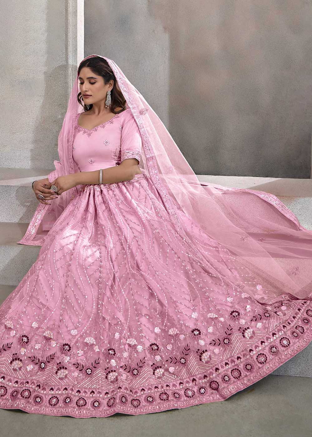 Buy Now Appealing Party Pink Embroidered Festive Lehenga Choli Online in USA, UK, Canada, UAE & Worldwide at Empress Clothing. 