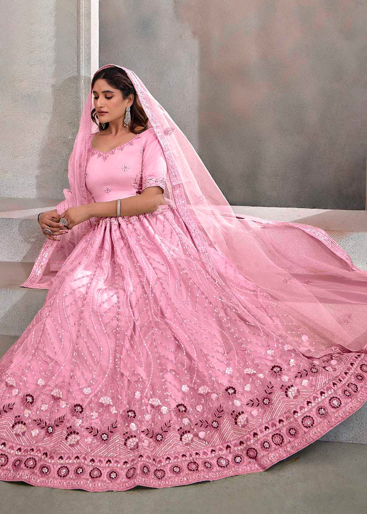 Buy Now Appealing Party Pink Embroidered Festive Lehenga Choli Online in USA, UK, Canada, UAE & Worldwide at Empress Clothing. 
