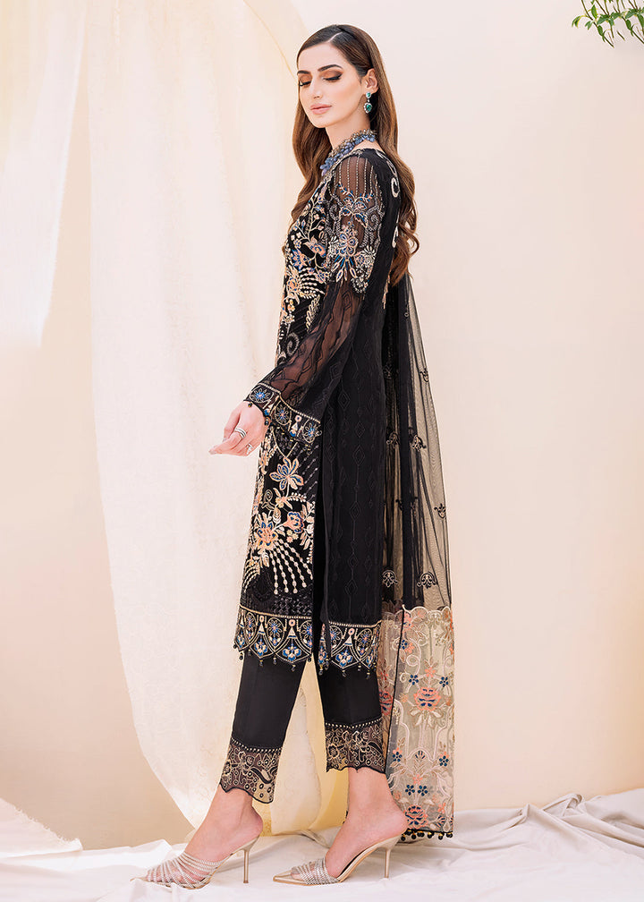 Buy Now Black Embroidered Suit - Chiffon Vol 23 by Ramsha - #F-2301 Online in USA, UK, Canada & Worldwide at Empress Clothing. 