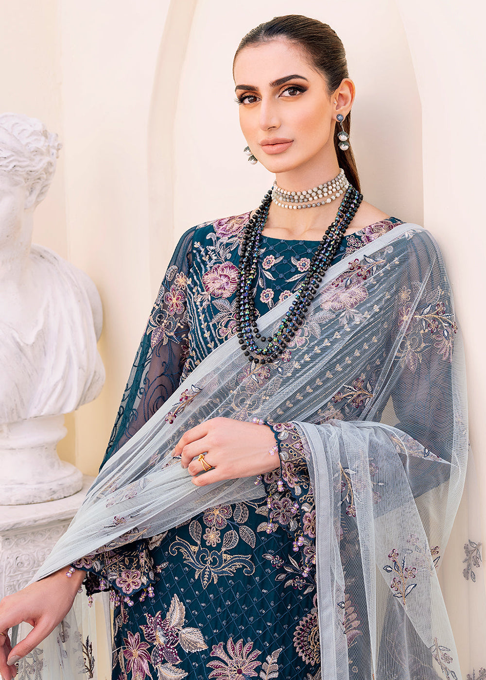 Buy Now Blue Embroidered Suit - Chiffon Vol 23 by Ramsha - #F-2305 Online in USA, UK, Canada & Worldwide at Empress Clothing. 