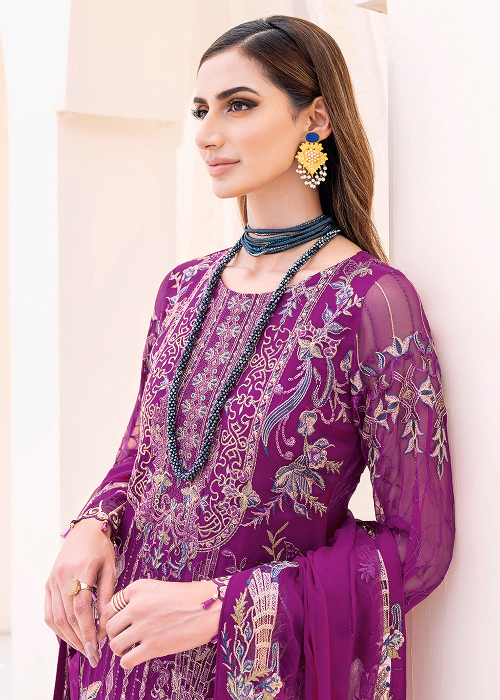 Buy Now Magenta Embroidered Suit - Chiffon Vol 23 by Ramsha - #F-2307 Online in USA, UK, Canada & Worldwide at Empress Clothing. 