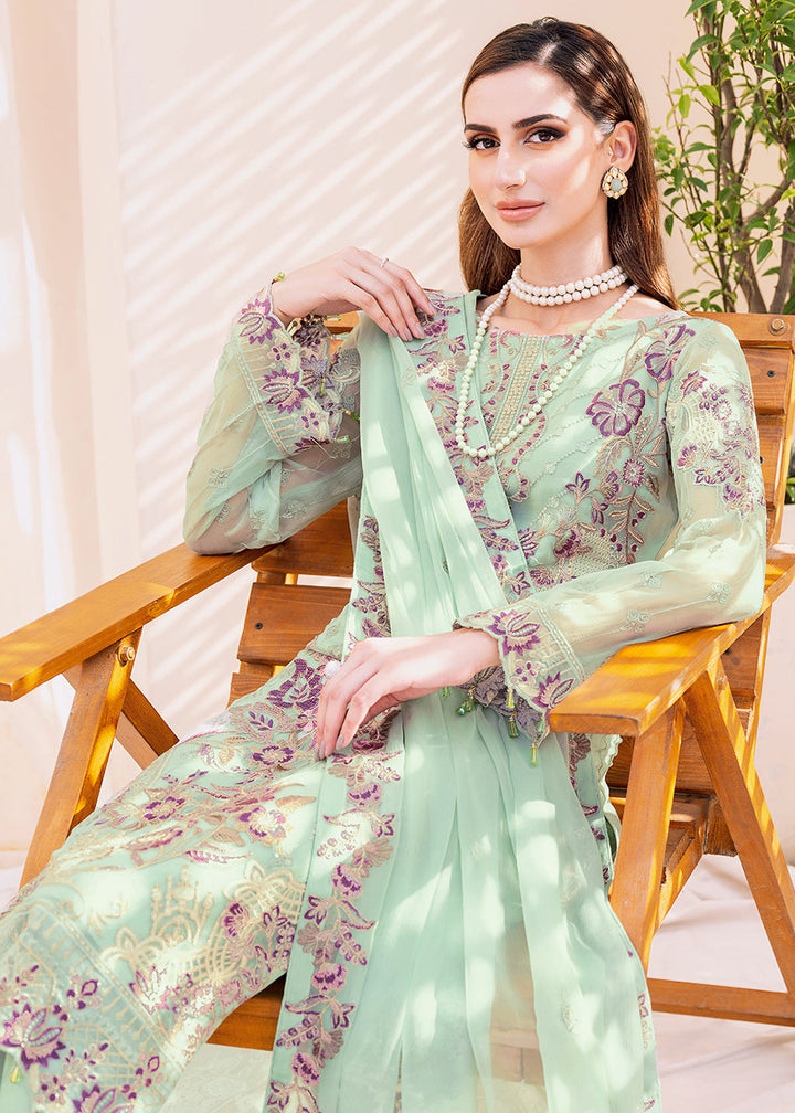 Buy Now Green Embroidered Suit - Chiffon Vol 23 by Ramsha - #F-2309 Online in USA, UK, Canada & Worldwide at Empress Clothing. 