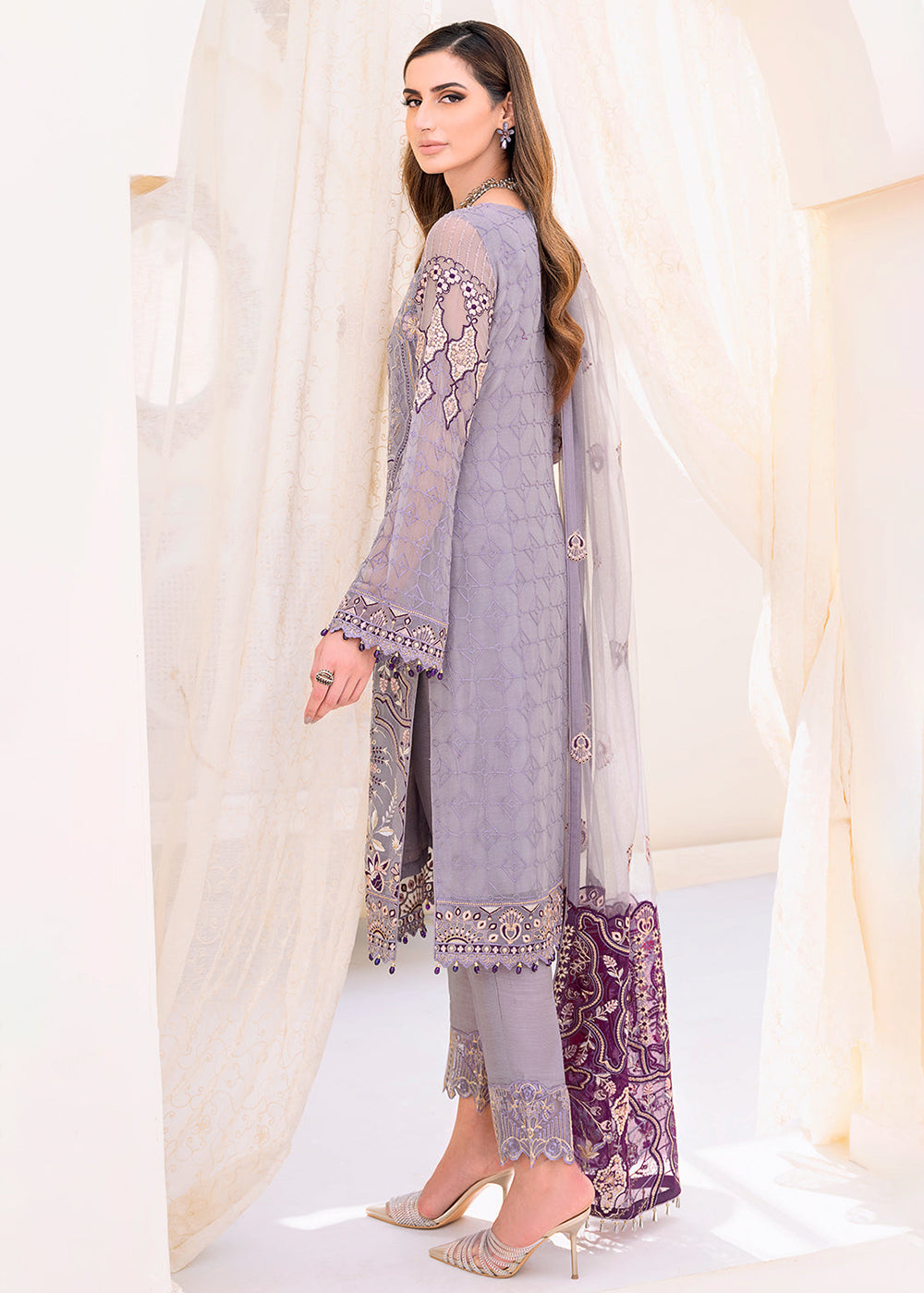 Buy Now Purple Embroidered Suit - Chiffon Vol 23 by Ramsha - #F-2310 Online in USA, UK, Canada & Worldwide at Empress Clothing.