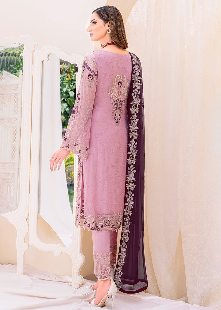 Buy Now Mauve Embroidered Suit - Chiffon Vol 23 by Ramsha - #F-2312 Online in USA, UK, Canada & Worldwide at Empress Clothing.