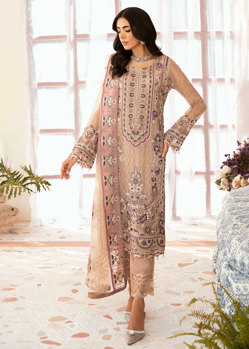 Pakistani salwar kameez winter arrival linen cotton authentic suit by Ramsha embroidered dress made on custom order