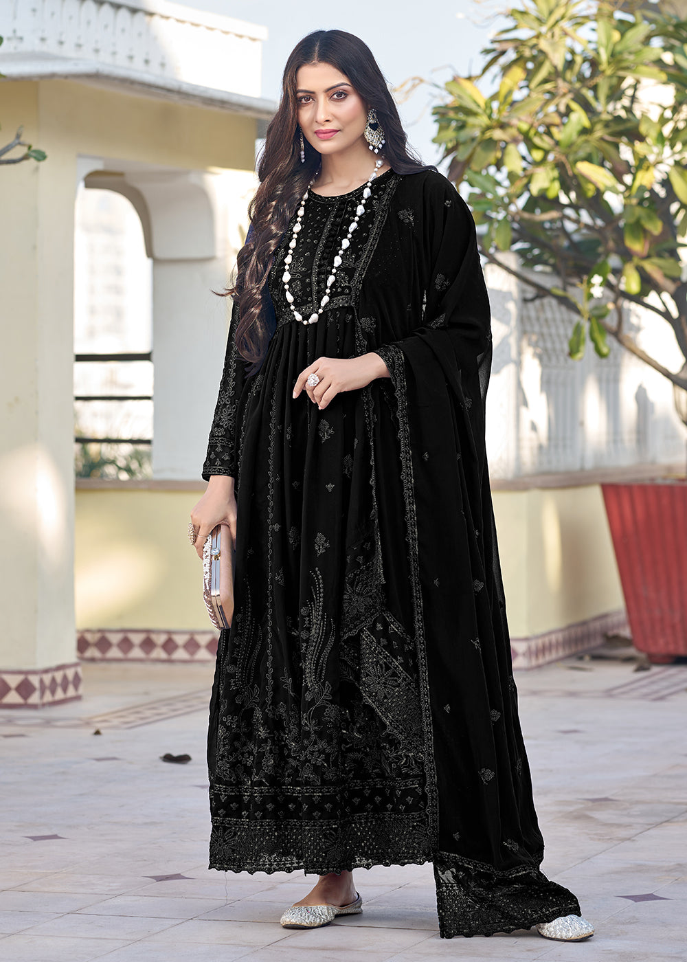Buy Festive Pant Salwar Suit - Black Jacquard Embordered Salwar Suit –  Empress Clothing
