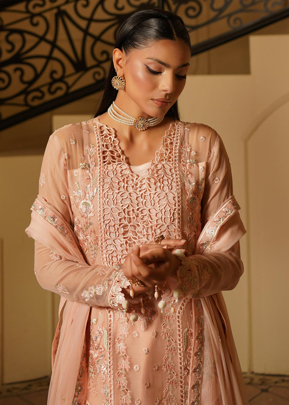 Buy Now Aarzu Luxury Formals '25 by Maryam's | Fiona Online in USA, UK, Canada, France, Italy, Germany, Qatar, UAE, Singapore & Worldwide at Empress Clothing.