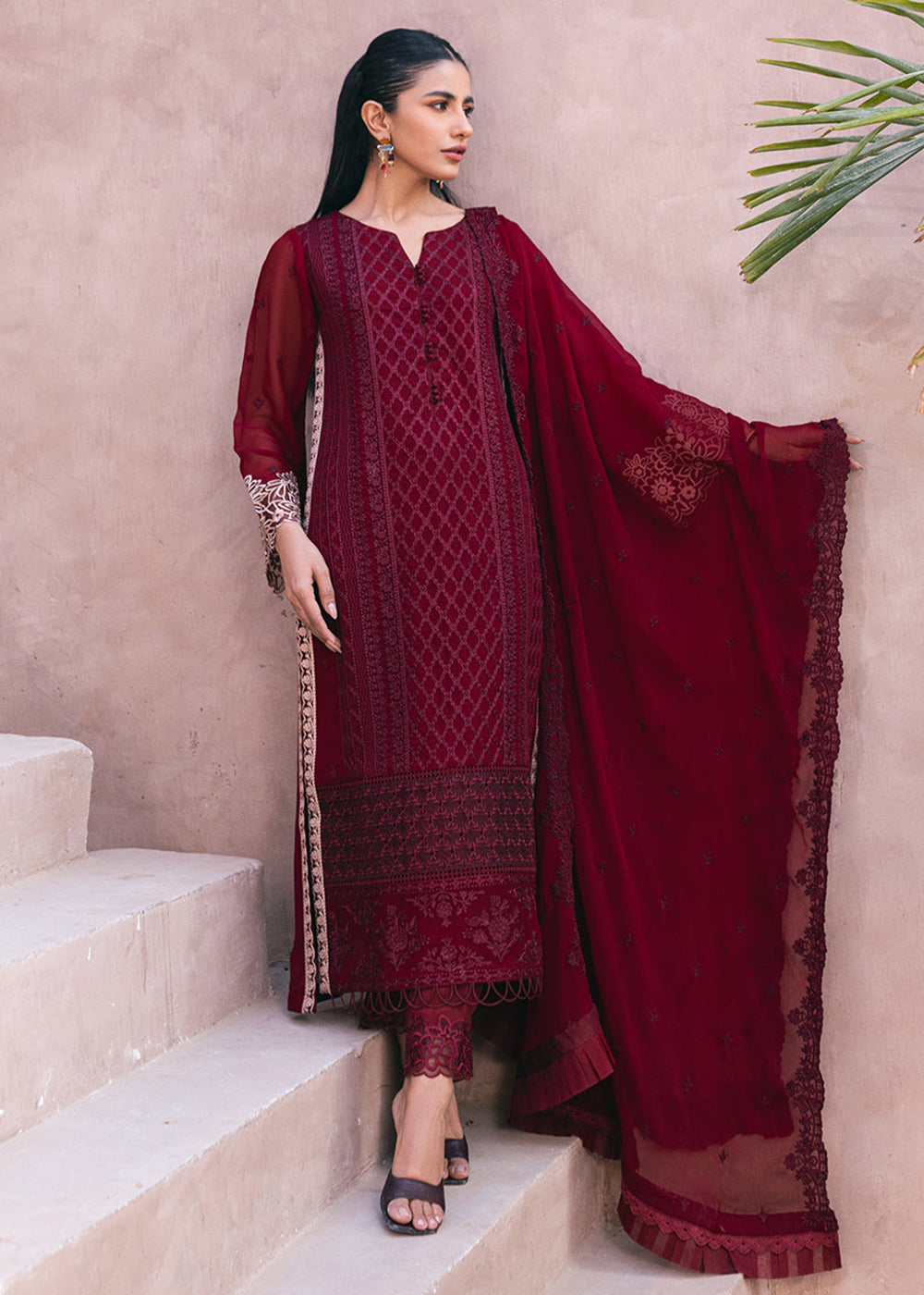 Buy Now Embroidered Ensembles 3 Pcs by Azure | Fire Lily Online at Empress Online in USA, UK, Canada & Worldwide at Empress Clothing. 