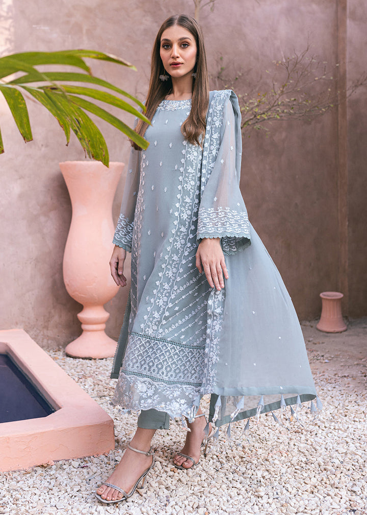 Buy Now Embroidered Ensembles 3 Pcs by Azure | Frosted Fern Online at Empress Online in USA, UK, Canada & Worldwide at Empress Clothing. 