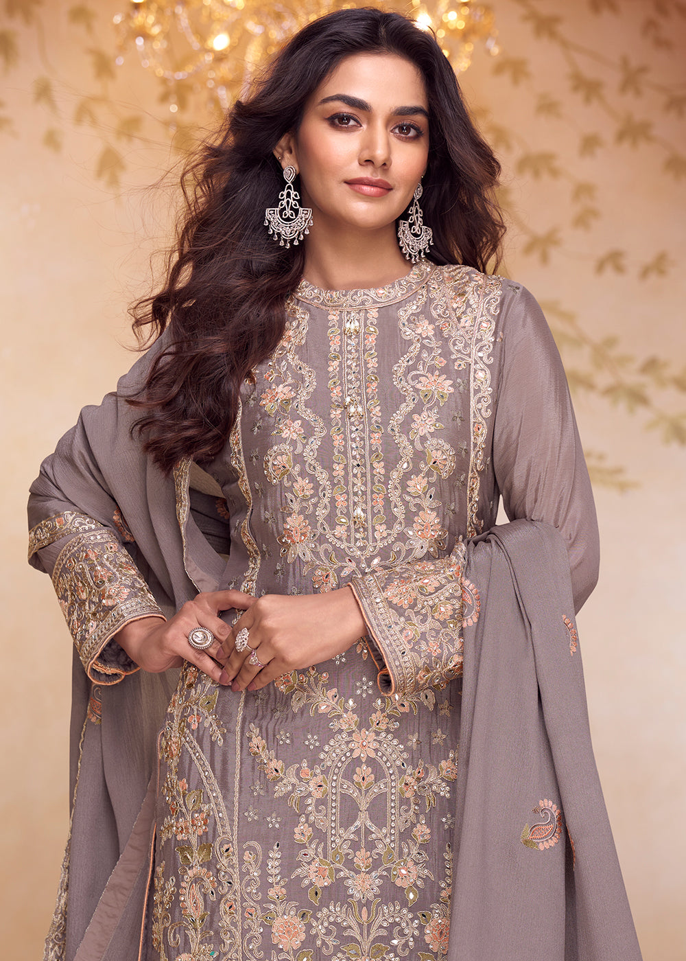 Buy Now Mauve Multi Embroidered Designer Pant Style Salwar Suit Online in US, UK, Canada, Netherlands, Germany, Italy, France, UAE &amp; Worldwide at Empress.