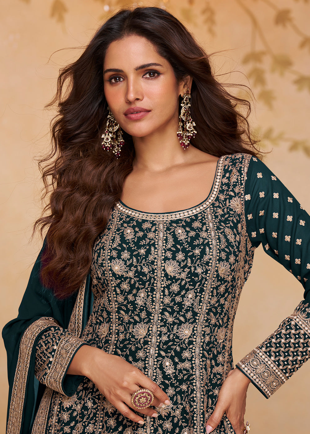 Buy Teal Real Georgette Embroidered Designer Anarkali Suit Online in US, UK, Sweden, Denmark, Greece, Germany, Canada, Austria, Canada & Worldwide at Empress.