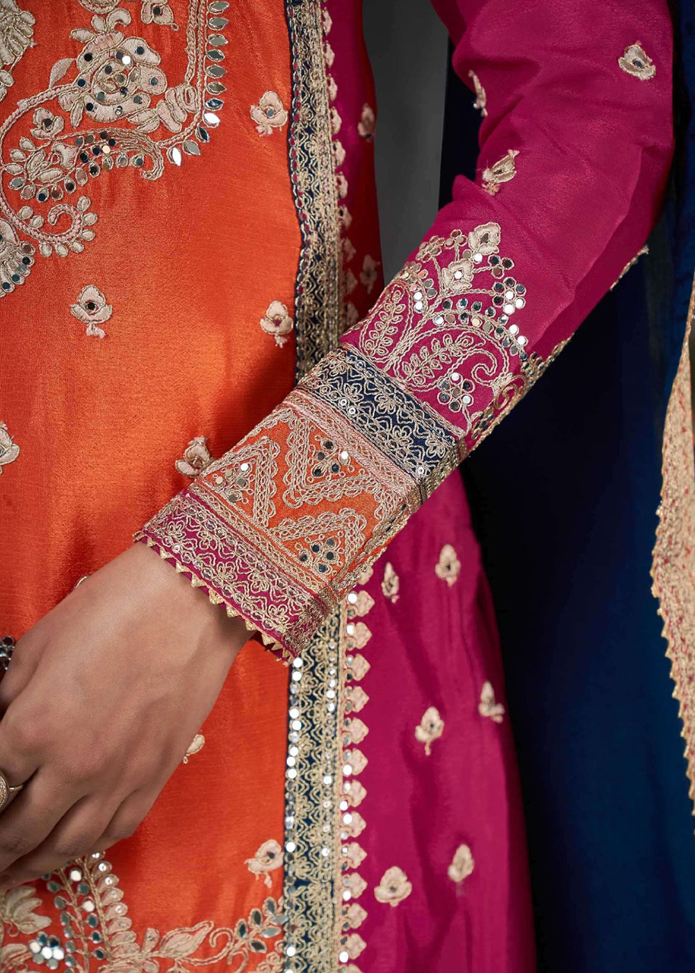 orange and pink combination dress material Orange and Pink Gown