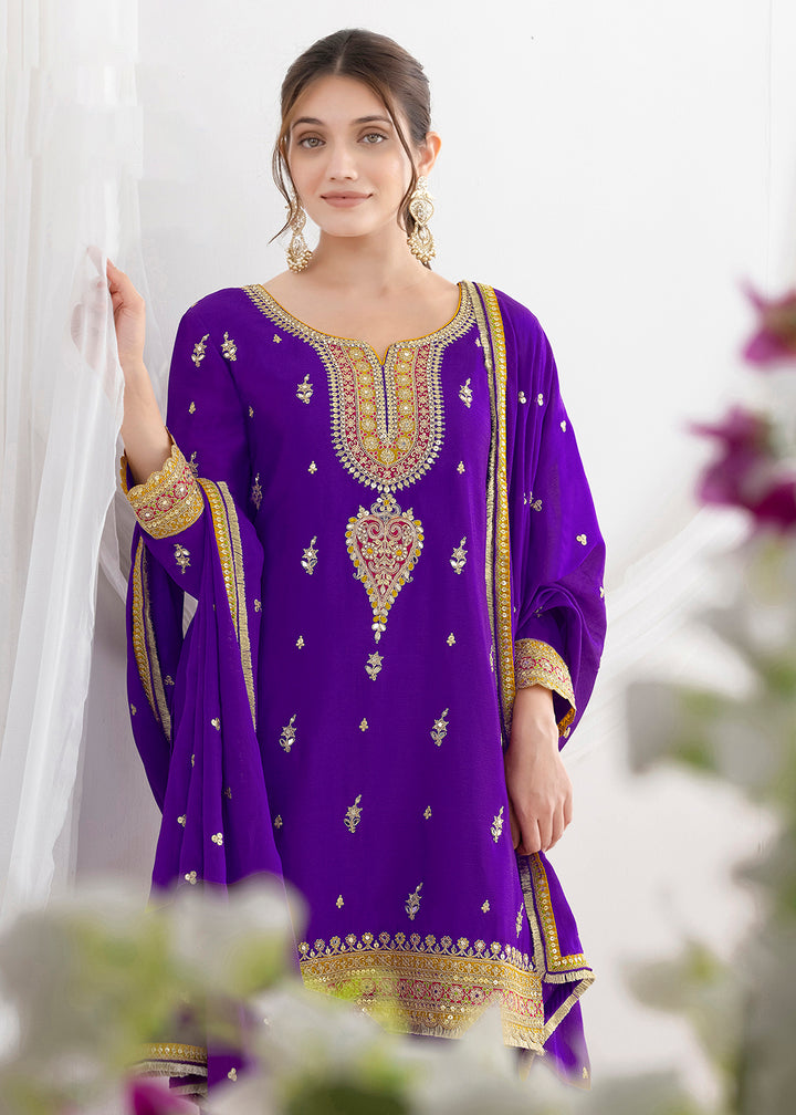 Buy Now Elegant Purple Kurti Style Farshi Style Salwar Suit Online in US, UK, Canada, Germany, Italy, France, Austria, Denmark, Finland & Worldwide at Empress.