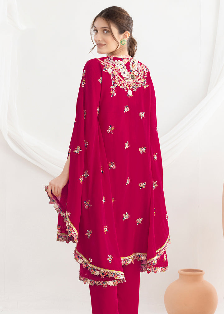 Buy Now Pink Floral Embroidered Kaftan Style Dress Online in US, UK, Canada, Germany, Italy, France, Austria, Australia, Denmark, UAE & Worldwide at Empress.