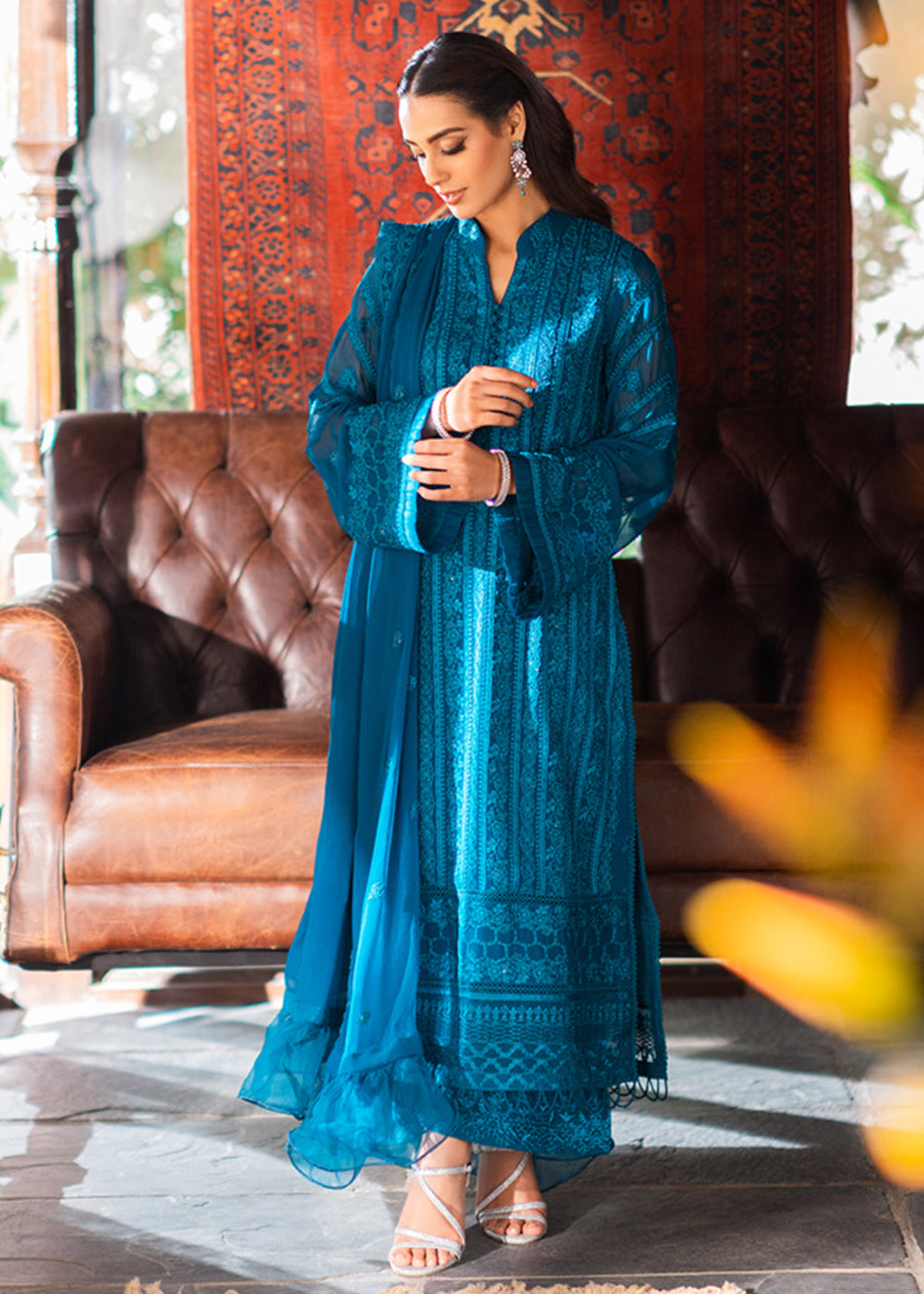 Azure Luxe Festive Embroidered by Ahmed Patel | Gilded Sea