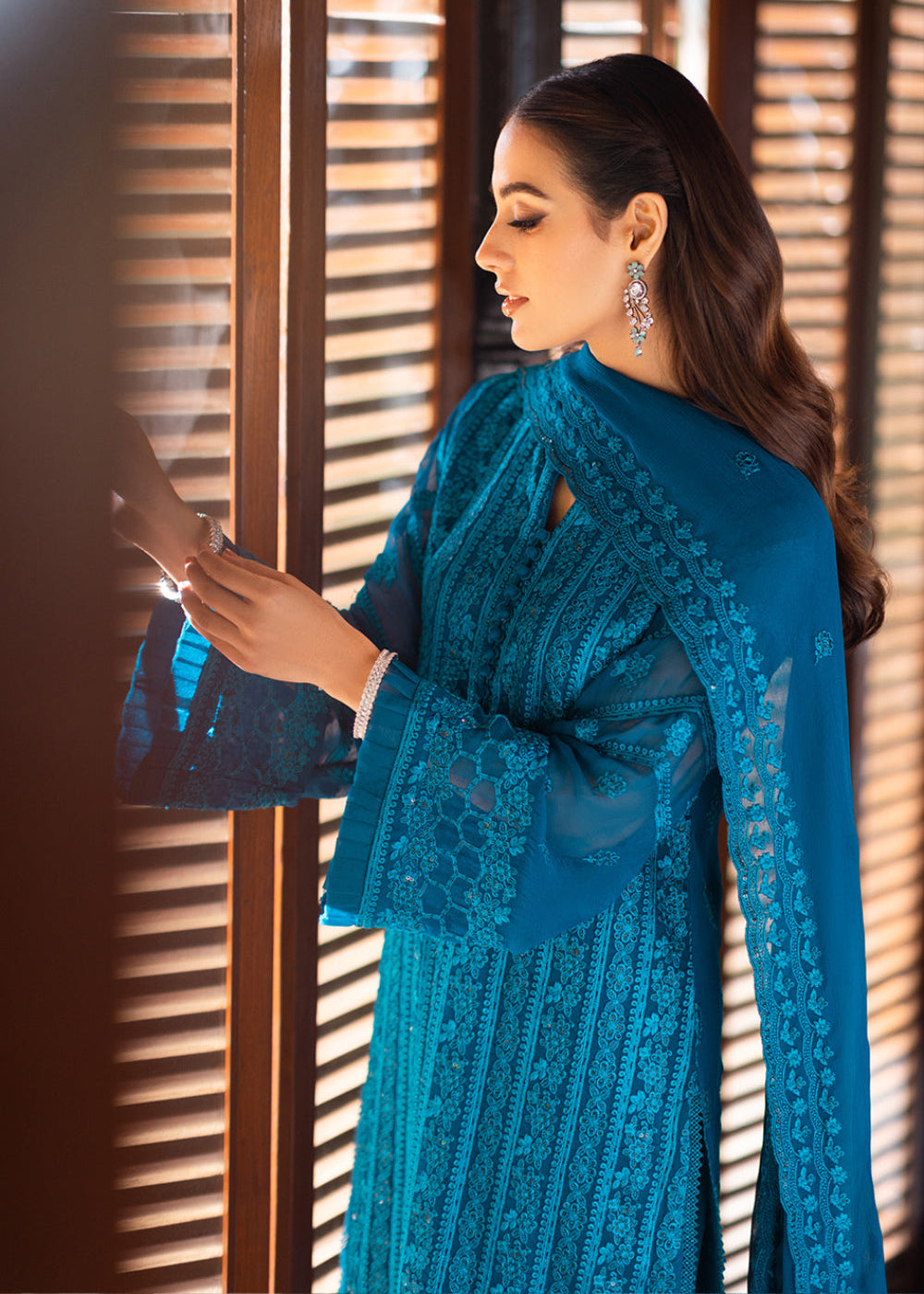 Azure Luxe Festive Embroidered by Ahmed Patel | Gilded Sea