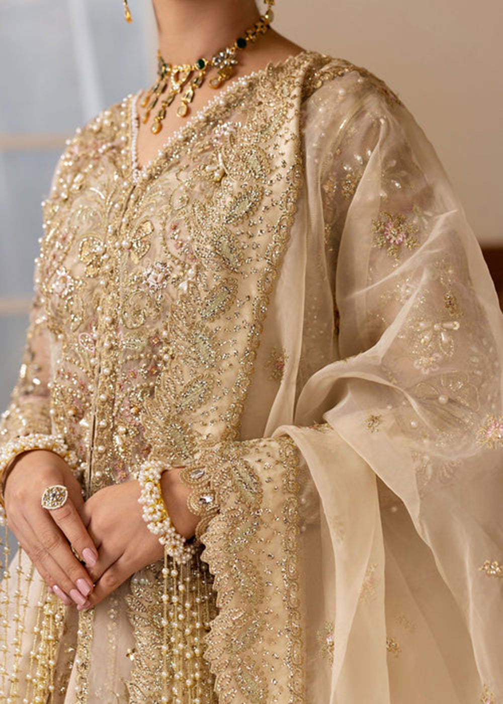 Buy Now Siraa Luxury Formals '25 by Sadaf Fawad Khan | Ivory Celeste Online in USA, UK, Canada, France, Italy, Germany, Sweden, UAE & Worldwide at Empress.