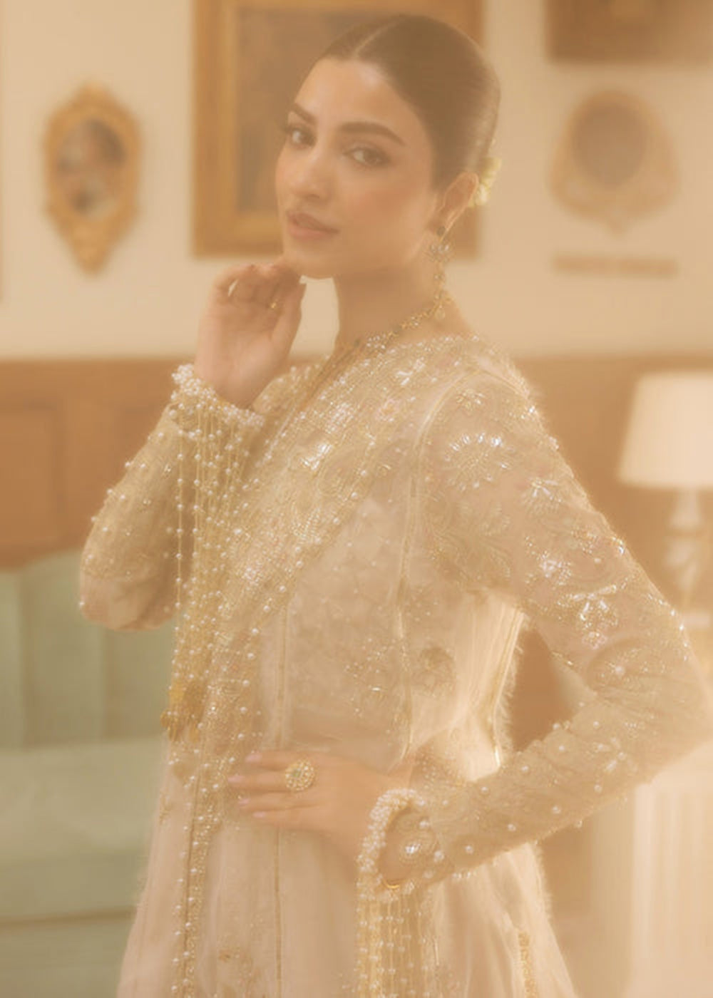 Buy Now Siraa Luxury Formals '25 by Sadaf Fawad Khan | Ivory Celeste Online in USA, UK, Canada, France, Italy, Germany, Sweden, UAE & Worldwide at Empress.